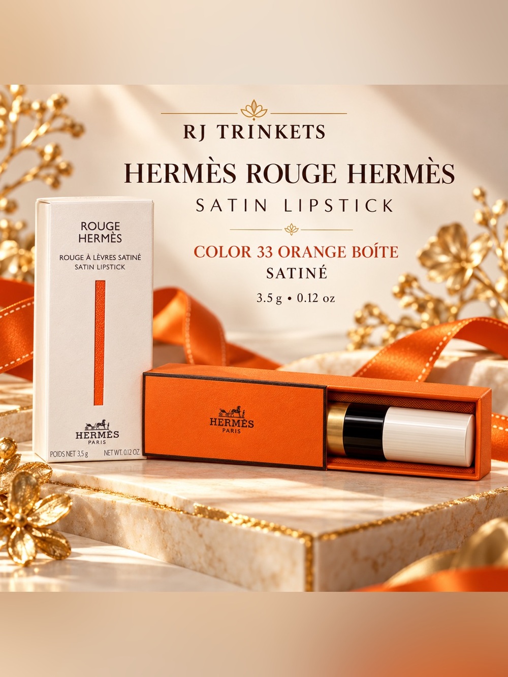 Hermes Rouge Satin Lipstick – Orange Boite (Color 33)